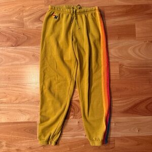 Aviator Nation gold multicolor striped sweat pants